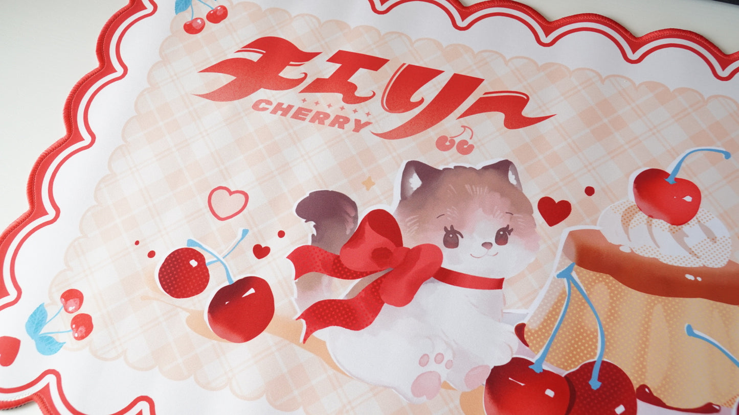 cherry pudding cat deskmat