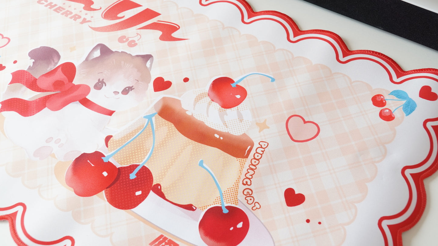 cherry pudding cat deskmat