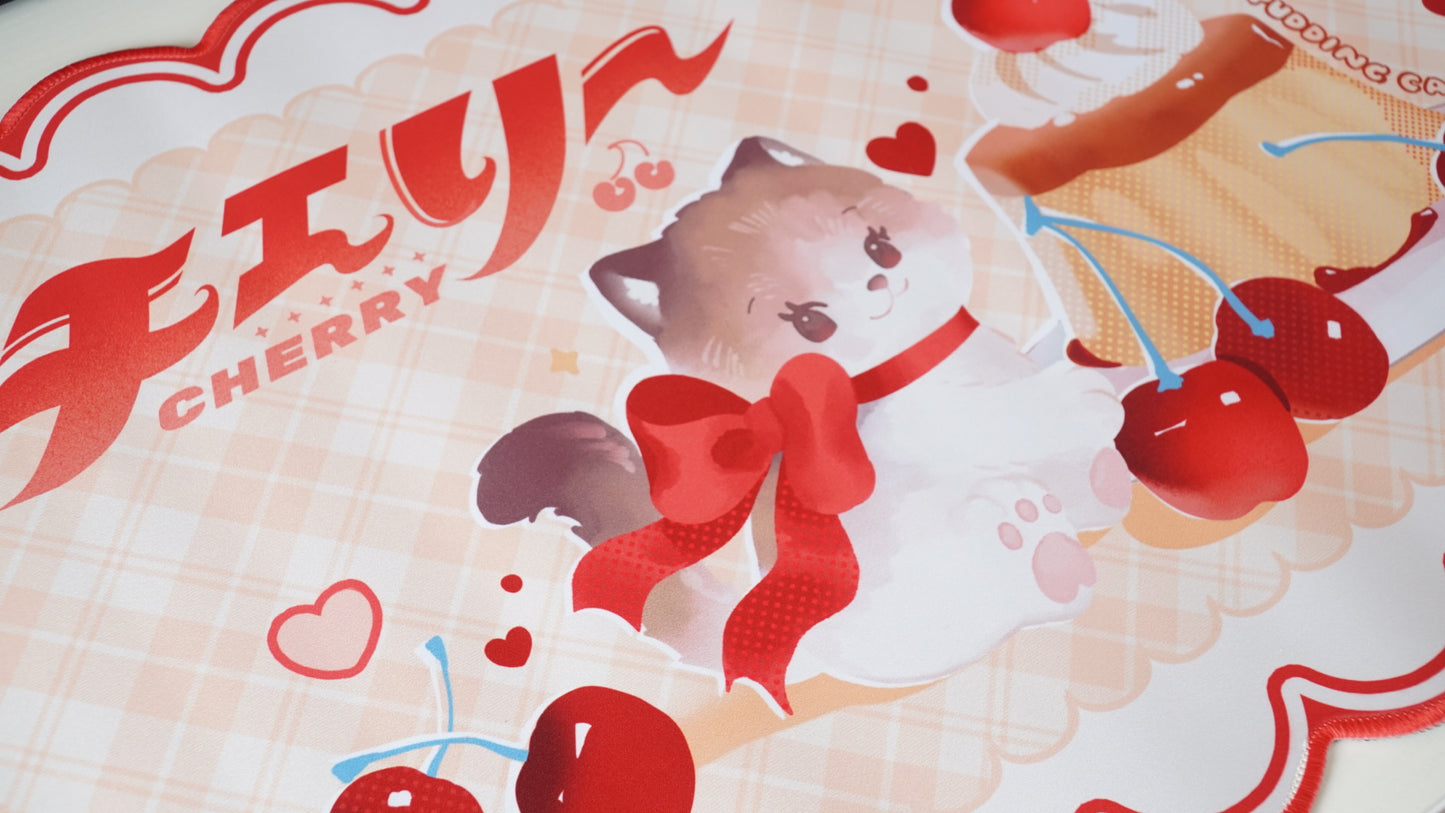 cherry pudding cat deskmat