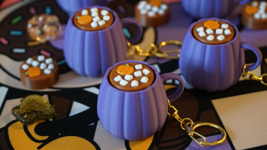 hot chocolate clicky fidget keychain