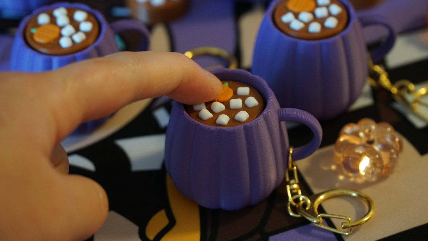 hot chocolate clicky fidget keychain