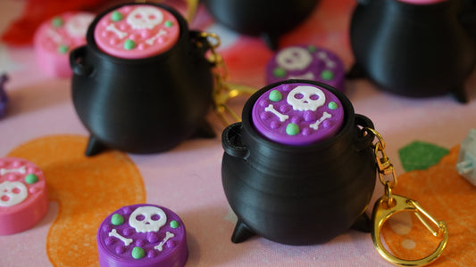 witch's cauldron clicky fidget keychain