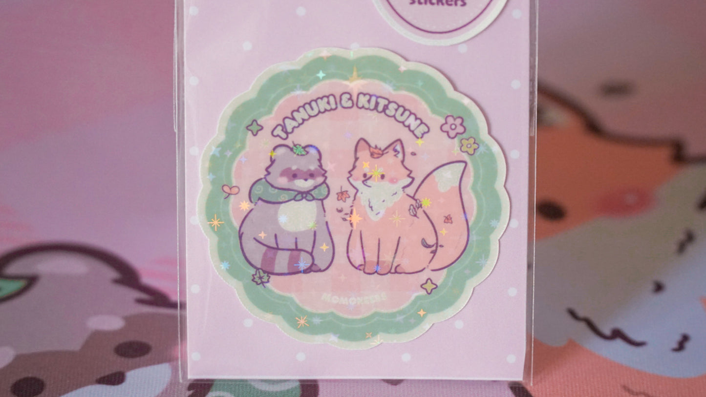 tanuki & kitsune stickers