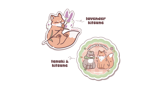tanuki & kitsune stickers