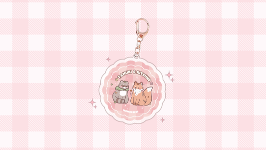 tanuki & kitsune acrylic keychain *coming soon!*