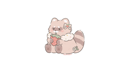 strawberry tanuki sticker