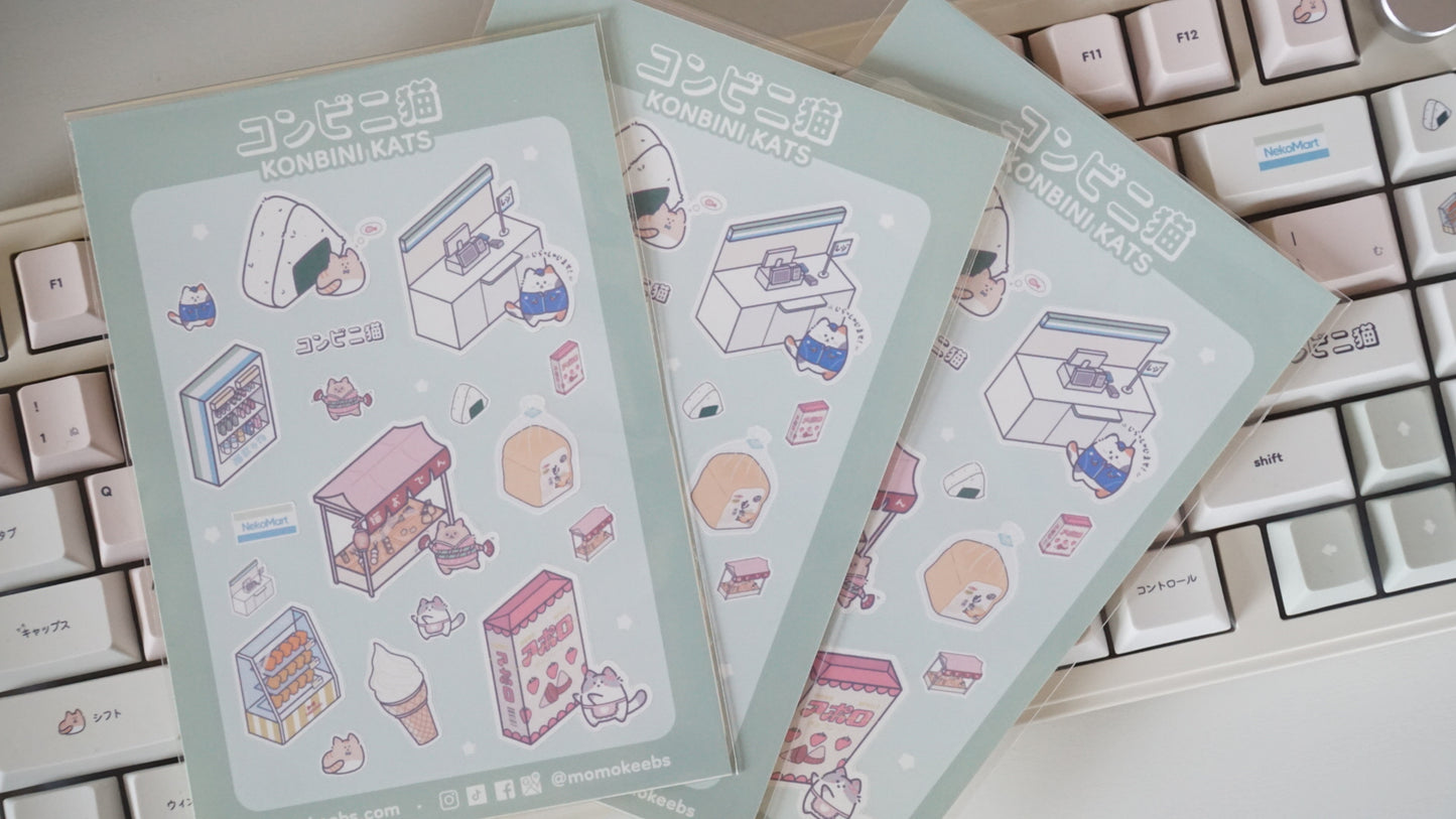 konbini kats sticker sheet