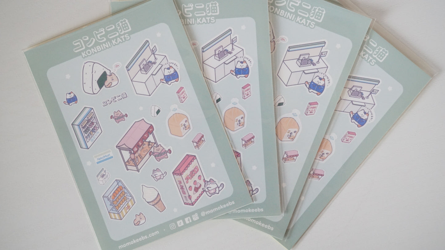 konbini kats sticker sheet