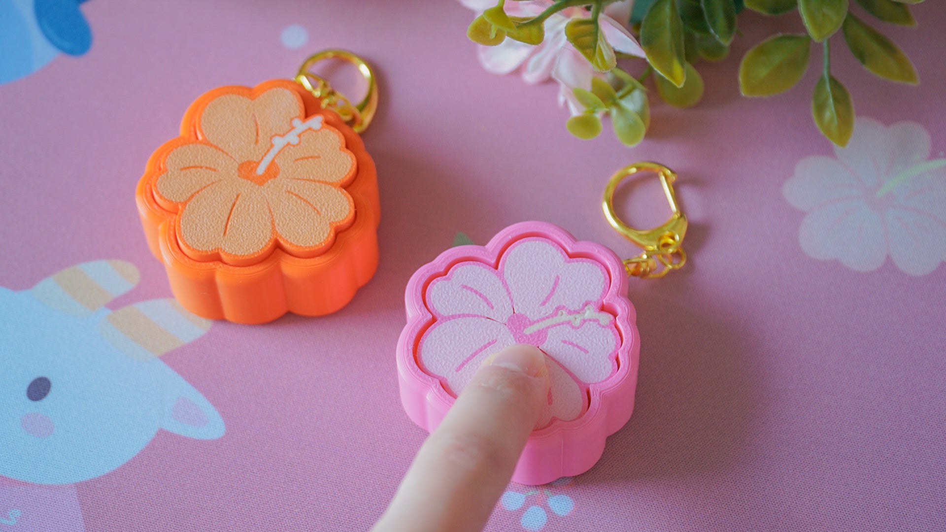 hibiscus clicky keychains