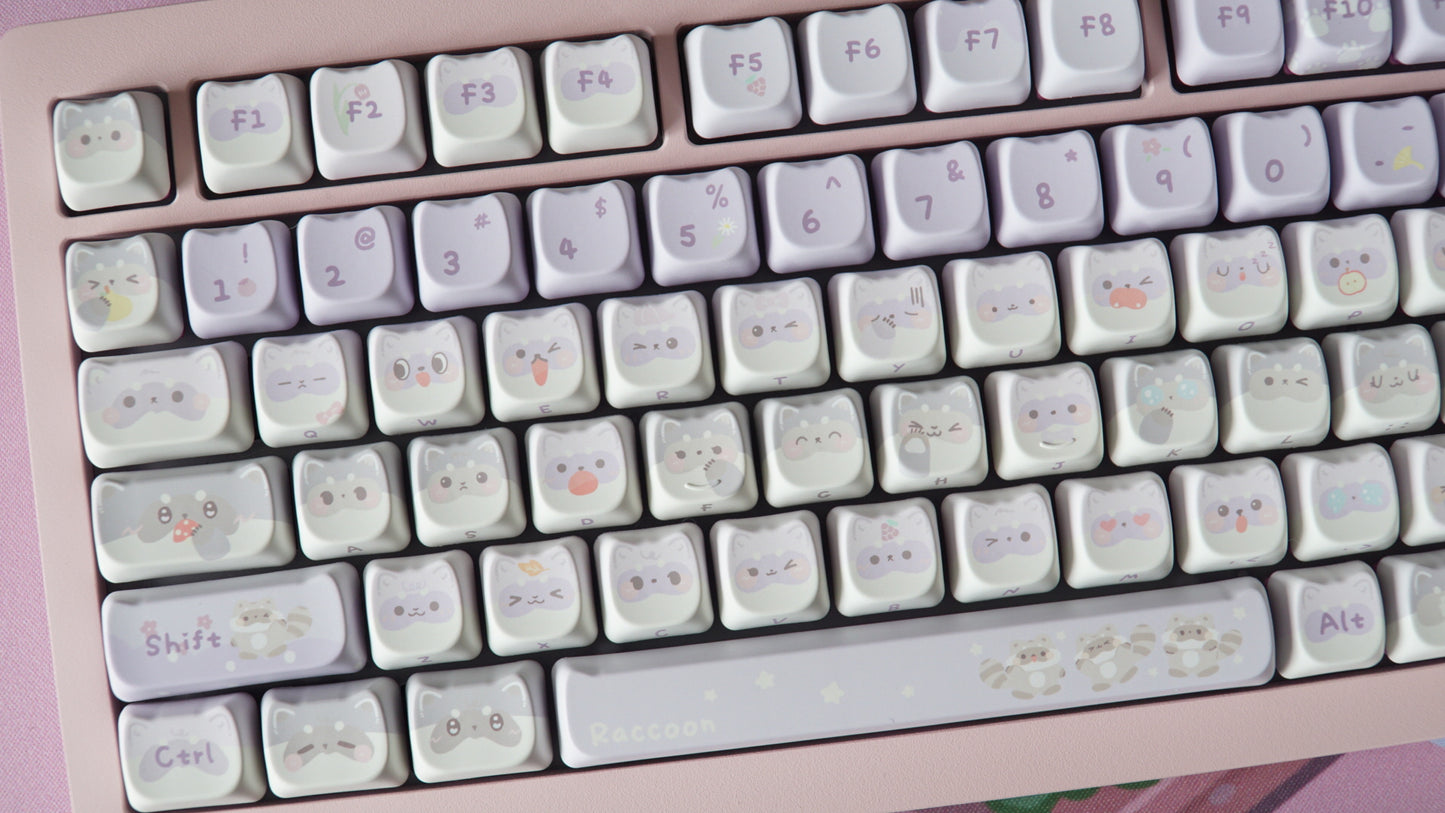 springtime raccoons keycaps