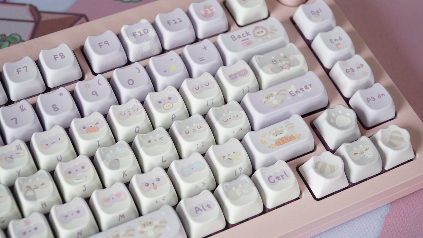 springtime raccoons keycaps