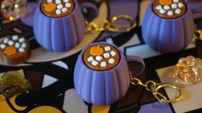 hot chocolate clicky fidget keychain