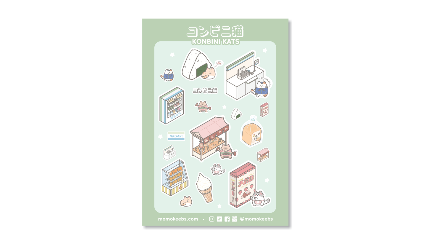 konbini kats sticker sheet