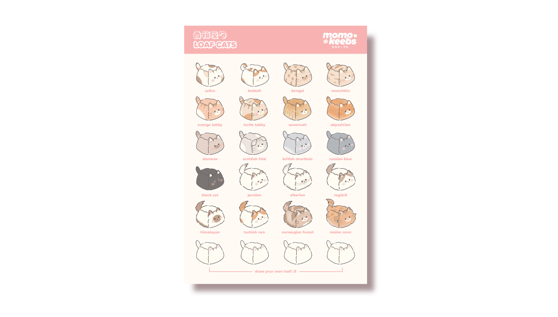 loaf cats sticker sheet